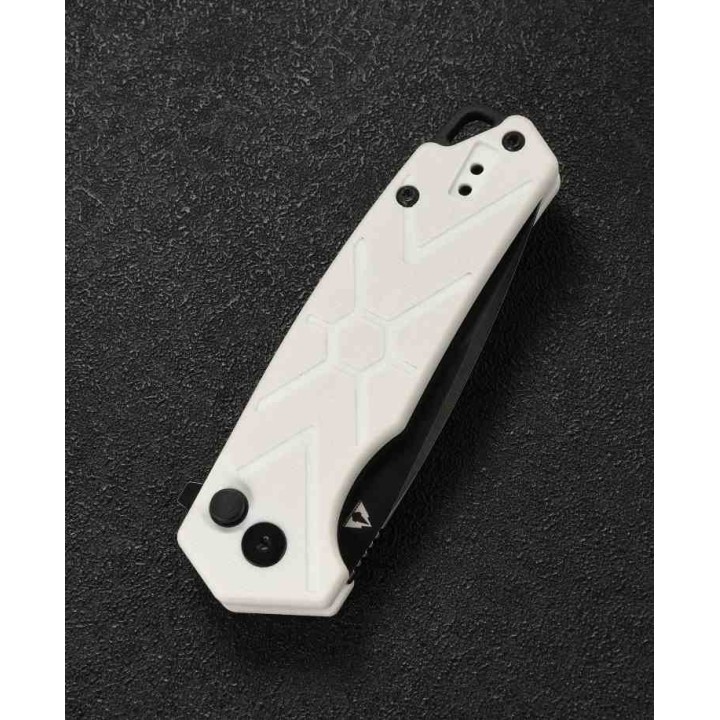 Couteau CMB Button Lock White Manche G10 Lame Acier 14C28N BLK IKBS Clip CMB14W - Livraison Gratuite