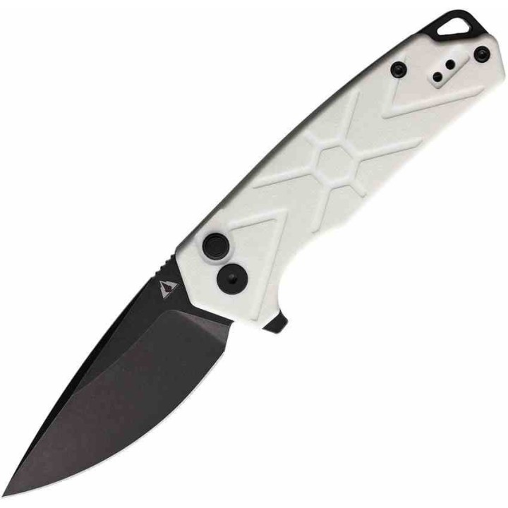 Couteau CMB Button Lock White Manche G10 Lame Acier 14C28N BLK IKBS Clip CMB14W - Livraison Gratuite