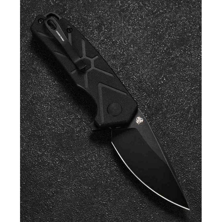 Couteau CMB Button Lock Black Manche G10 Lame Acier 14C28N Blk IKBS Clip CMB14B - Livraison Gratuite