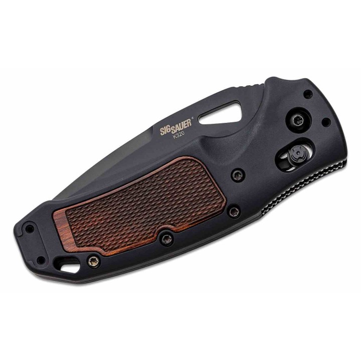 Couteau SIG Sauer K320 ABLE Lock Black Drop Point Lame Acier S30V Black Manche Alu/Bois Made USA SIG36377 - Livraison Gratuite