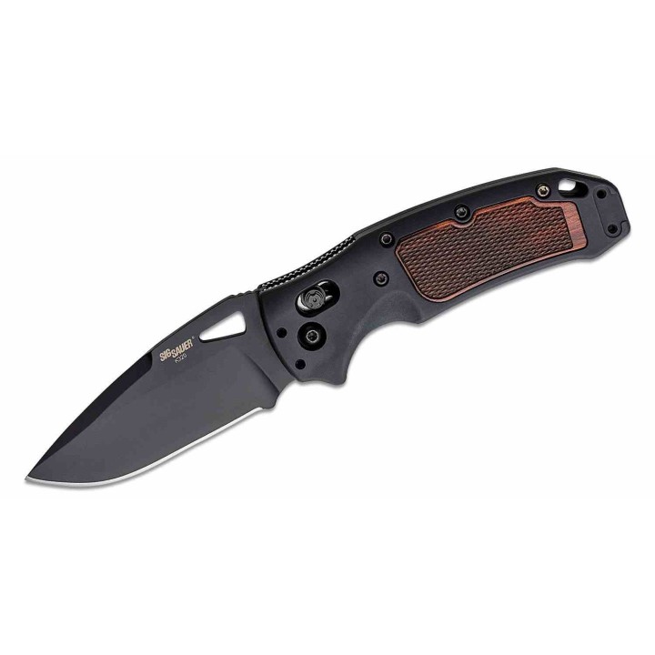 Couteau SIG Sauer K320 ABLE Lock Black Drop Point Lame Acier S30V Black Manche Alu/Bois Made USA SIG36377 - Livraison Gratuite