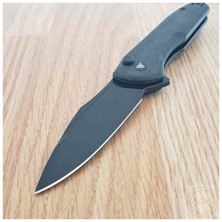 Couteau Trivisa Antliae Black Manche Micarta Lame Acier 14C28N Blk IKBS Button Lock Clip TVTY22BM14 - Livraison Gratuite