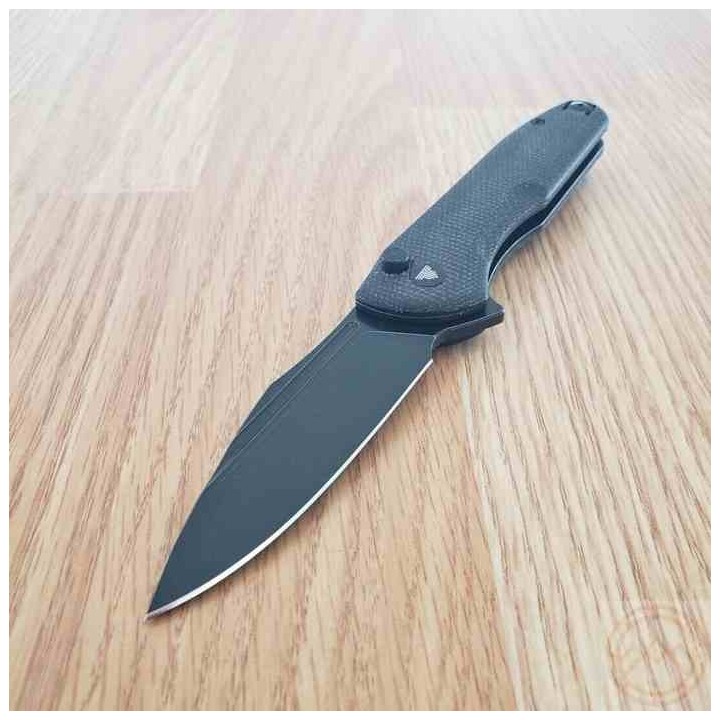 Couteau Trivisa Antliae Black Manche Micarta Lame Acier 14C28N Blk IKBS Button Lock Clip TVTY22BM14 - Livraison Gratuite