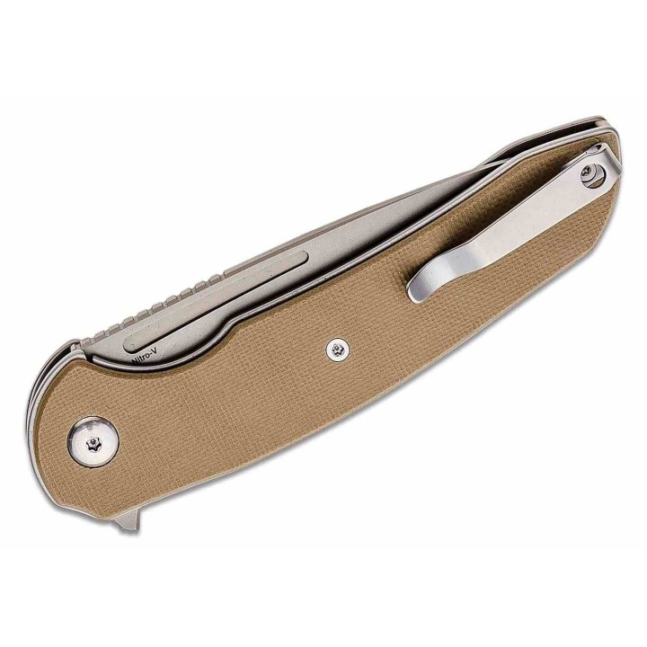 Couteau Ferrum Forge Stinger Tan Manche G10 Lame Acier Nitro-V Liner Lock Clip FF005T - Livraison Gratuite