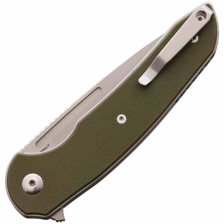 Couteau Ferrum Forge Stinger Green Manche G10 Lame Acier Nitro-V Liner Lock Clip FF005G - Livraison Gratuite
