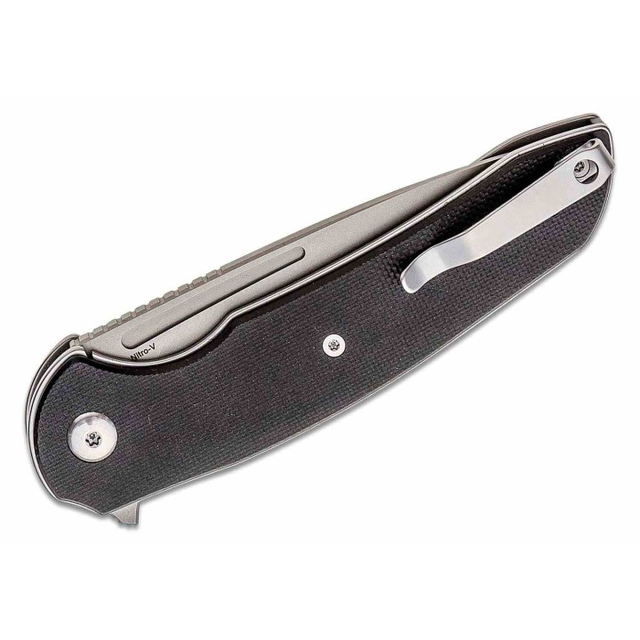 Couteau Ferrum Forge Stinger Black Manche G10 Lame Acier Nitro-V Liner Lock Clip FF005B - Livraison Gratuite