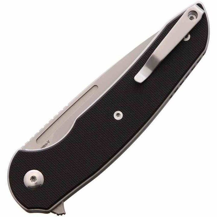 Couteau Ferrum Forge Stinger Black Manche G10 Lame Acier Nitro-V Liner Lock Clip FF005B - Livraison Gratuite