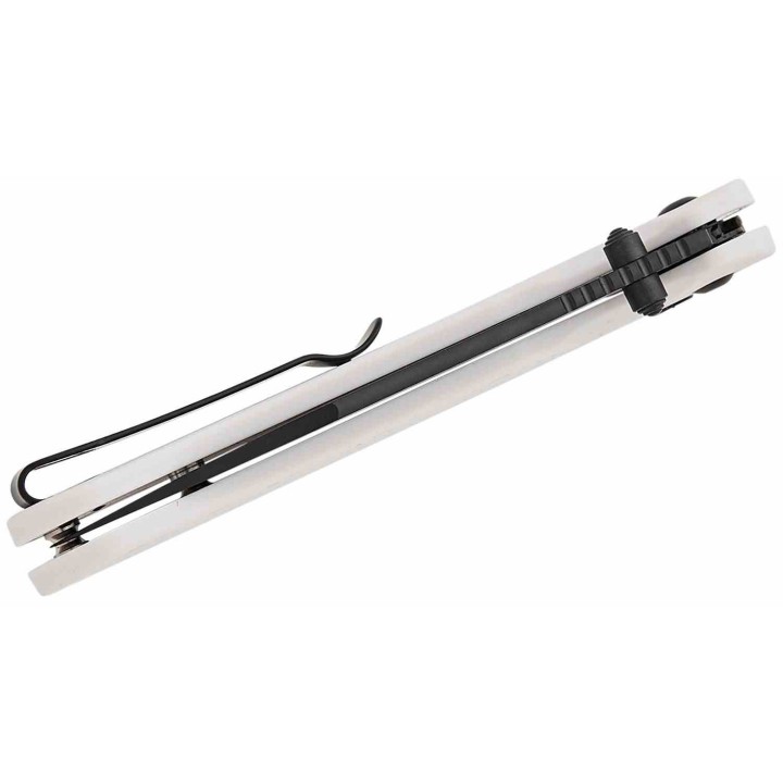 Couteau CJRB Pyrite Light Gray Manche FRN Lame Acier AR-RPM9 Wharncliffe Button Lock IKBS Clip J1945BGY - Livraison Gratuite