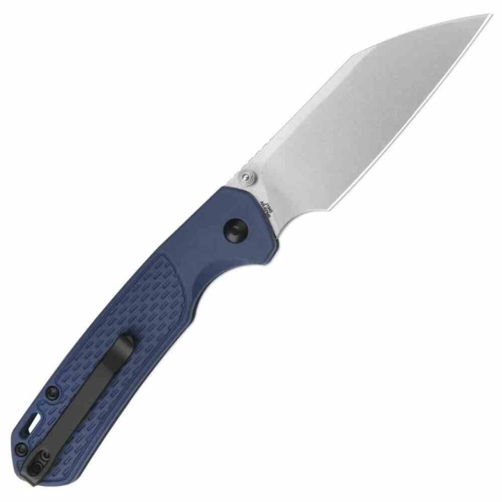 Couteau CJRB Pyrite Light Blue Manche FRN Lame Acier AR-RPM9 Wharncliffe Button Lock IKBS Clip J1945BU - Livraison Gratuite