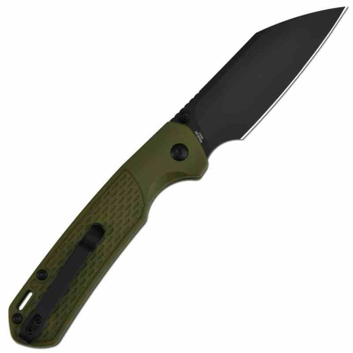 Couteau CJRB Pyrite Light OD Green Manche FRN Lame Acier AR-RPM9 Wharncliffe Button Lock IKBS Clip J1945BGN - Livraison Gratuite