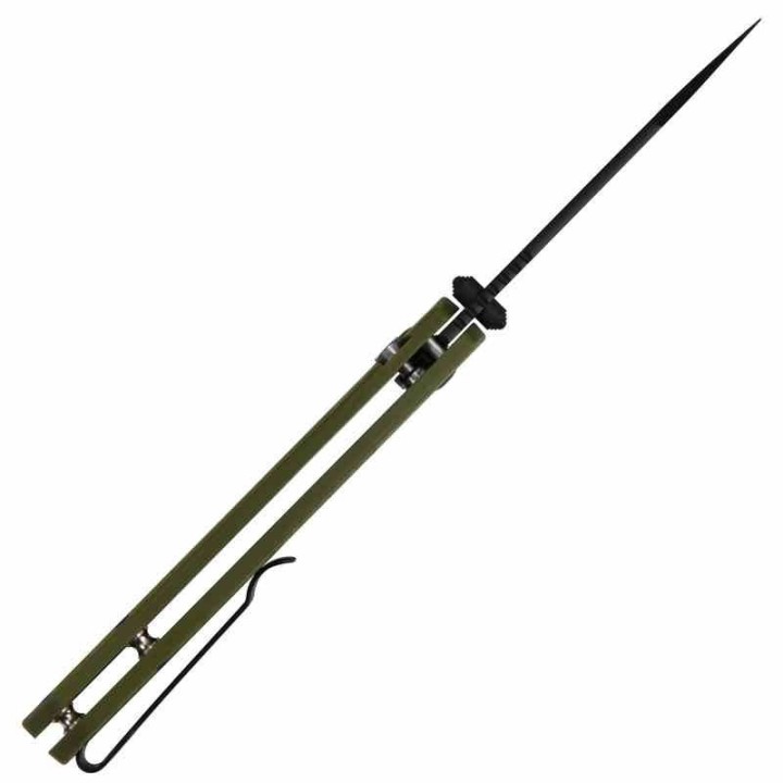 Couteau CJRB Pyrite Light OD Green Manche FRN Lame Acier AR-RPM9 Wharncliffe Button Lock IKBS Clip J1945BGN - Livraison Gratuite