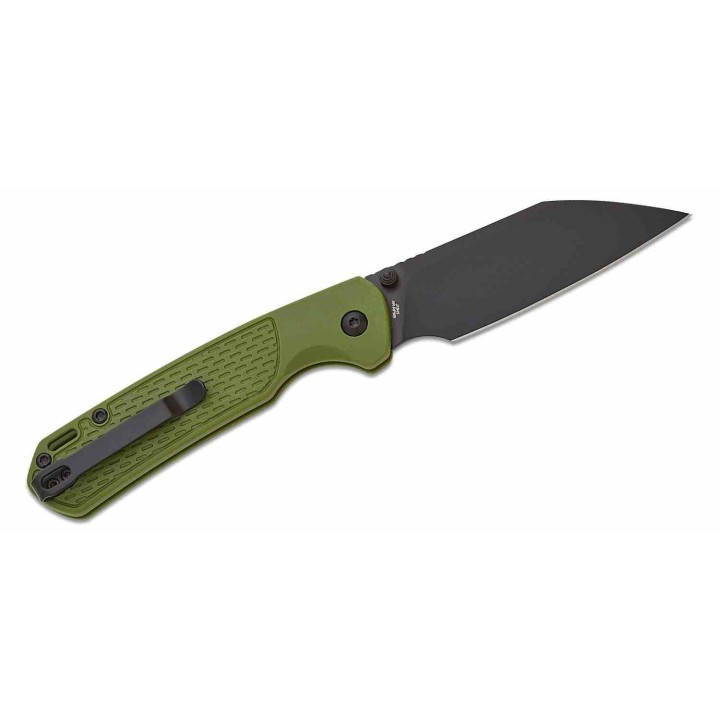 Couteau CJRB Pyrite Light OD Green Manche FRN Lame Acier AR-RPM9 Wharncliffe Button Lock IKBS Clip J1945BGN - Livraison Gratuite