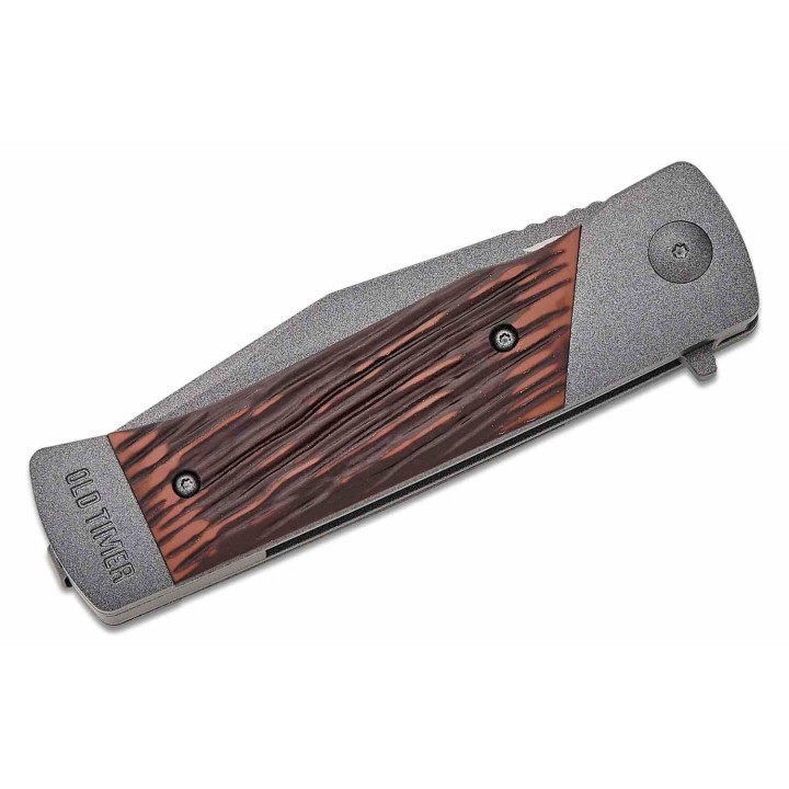 Couteau Schrade Old Timer Frontier Lame Acier 7Cr13MoV Manche Acier/Delrin Linerlock Clip SCH1209461 - Livraison Gratuite