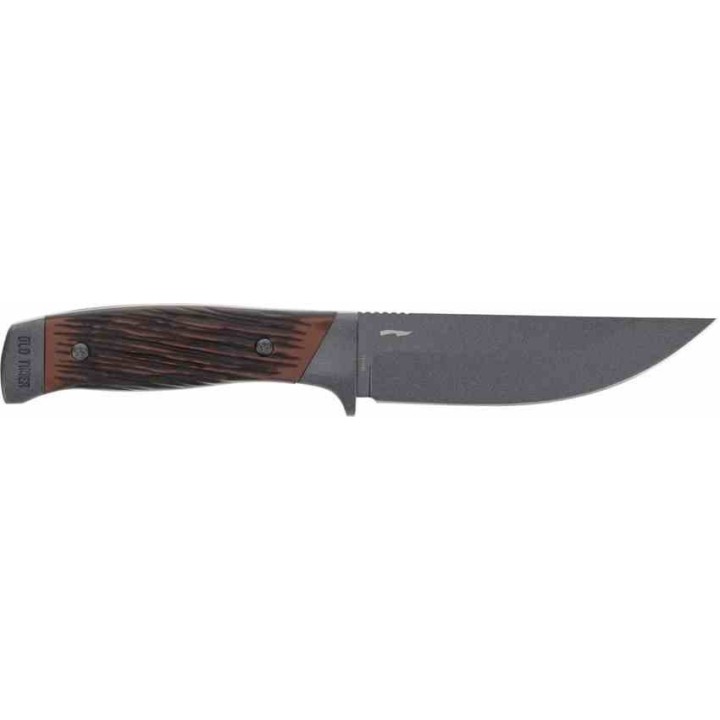 Couteau Schrade Frontier Fixe Lame Acier 7Cr17 Drop Point Manche Acier/Delrin Etui Cuir/FRN SCH1209456 - Livraison Gratuite