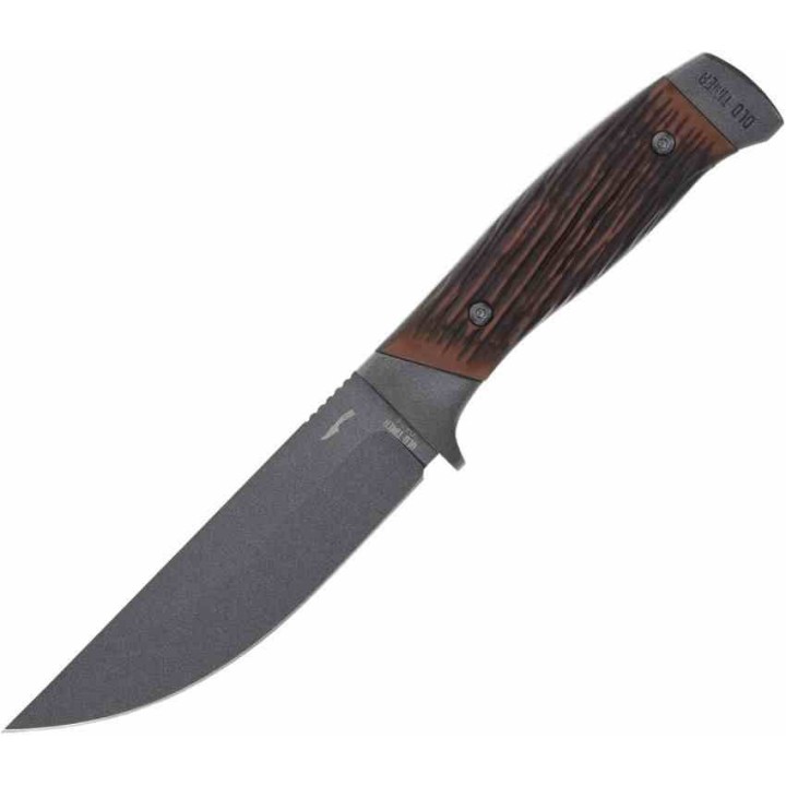 Couteau Schrade Frontier Fixe Lame Acier 7Cr17 Drop Point Manche Acier/Delrin Etui Cuir/FRN SCH1209456 - Livraison Gratuite