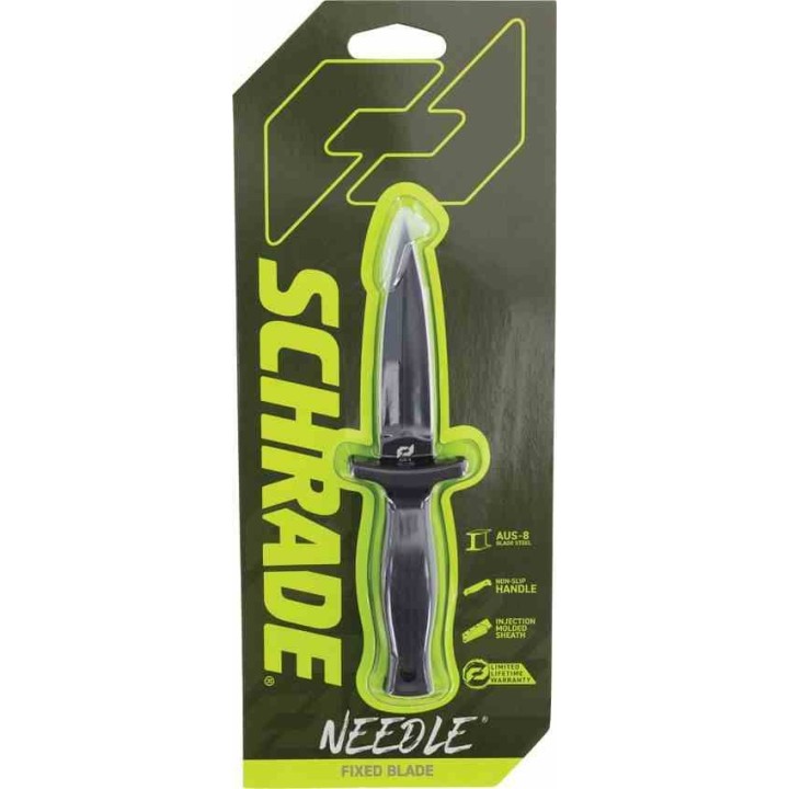 Couteau Schrade Needle Dagger Lame Acier AUS-8 Black Manche Abs Etui Abs SCH1182510 - Livraison Gratuite