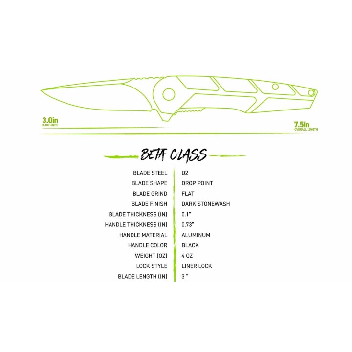 Couteau Schrade Beta Class Reckon A/O Lame Acier D2 Manche Alu Liner Lock Clip SCH1159329 - Livraison Gratuite