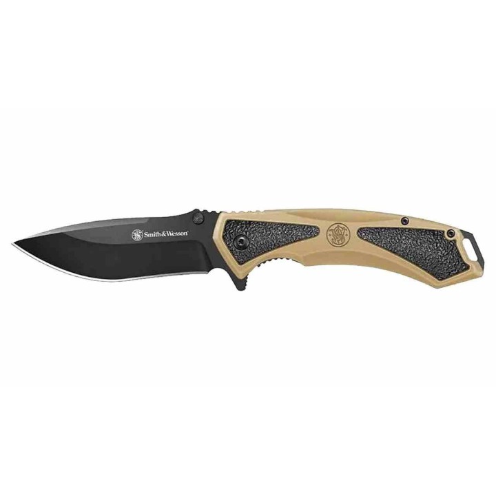Couteau Smith&Wesson Extreme Ops A/O Lame Acier 7Cr13MoV Manche Tan/Black Linerlock Clip SW1205911 - Livraison Gratuite