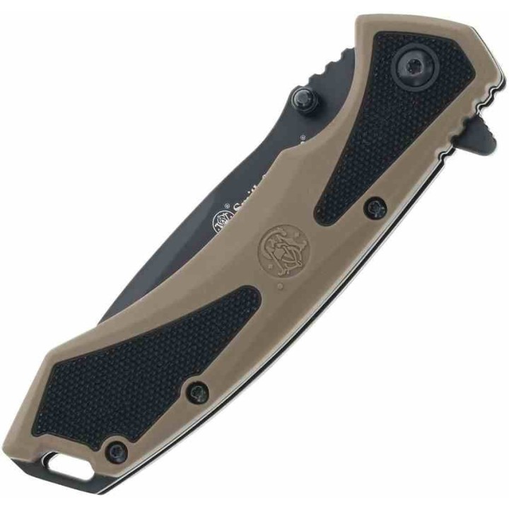 Couteau Smith&Wesson Extreme Ops A/O Lame Acier 7Cr13MoV Manche Tan/Black Linerlock Clip SW1205911 - Livraison Gratuite