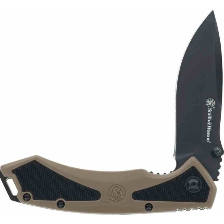 Couteau Smith&Wesson Extreme Ops A/O Lame Acier 7Cr13MoV Manche Tan/Black Linerlock Clip SW1205911 - Livraison Gratuite