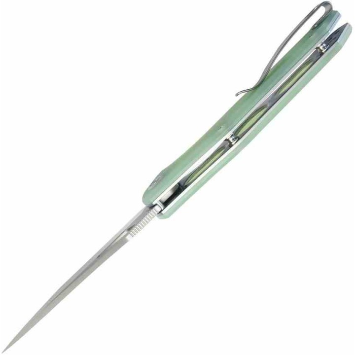 Couteau Kubey Phemius Jade Manche G10 Lame Acier 14C28N IKBS Linerlock Clip KUB149D - Livraison Gratuite