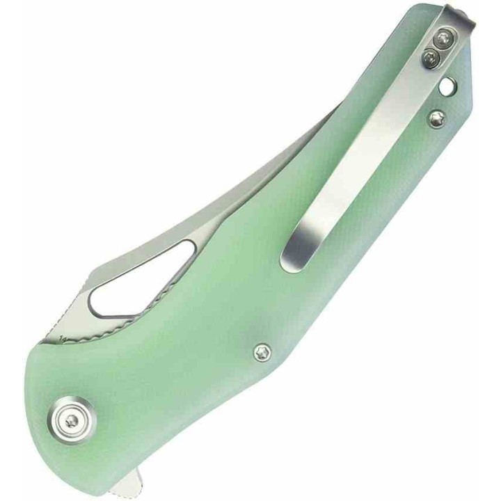 Couteau Kubey Phemius Jade Manche G10 Lame Acier 14C28N IKBS Linerlock Clip KUB149D - Livraison Gratuite
