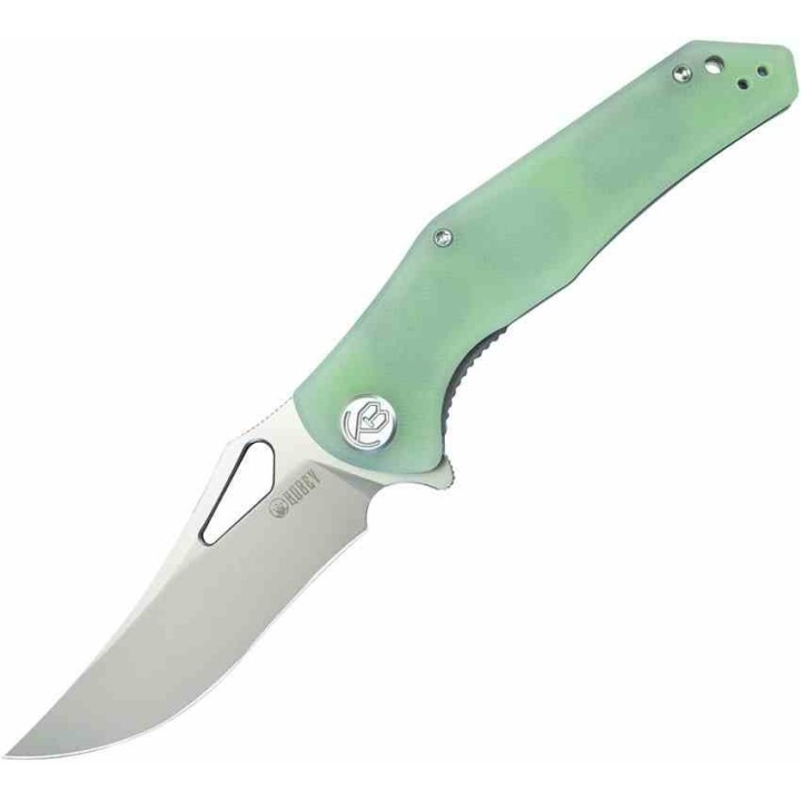 Couteau Kubey Phemius Jade Manche G10 Lame Acier 14C28N IKBS Linerlock Clip KUB149D - Livraison Gratuite