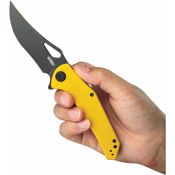 Couteau Kubey Phemius Yellow Manche G10 Lame Acier 14C28N Blk IKBS Linerlock Clip KUB149E - Livraison Gratuite