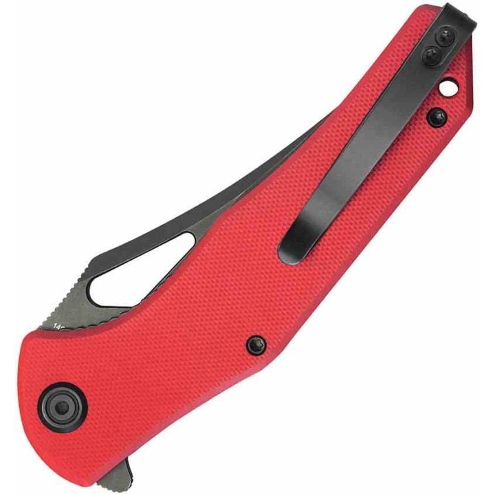 Couteau Kubey Phemius Red Manche G10 Lame Acier 14C28N Blk IKBS Linerlock Clip KUB149F - Livraison Gratuite