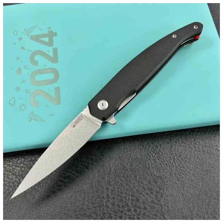 Couteau Kubey MOS Hydra Black Manche G-10 Lame Acier 14C28N SW IKBS Linerlock Clip KUB361A - Livraison Gratuite