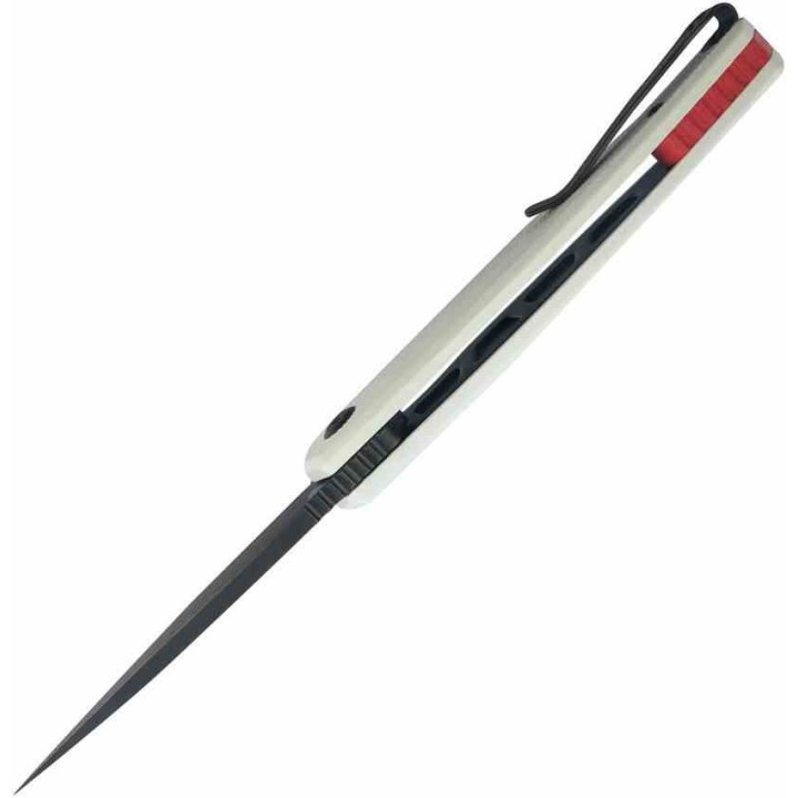 Couteau Kubey MOS Hydra White Manche G-10 Lame Acier 14C28N Blk IKBS Linerlock Clip KUB361B - Livraison Gratuite