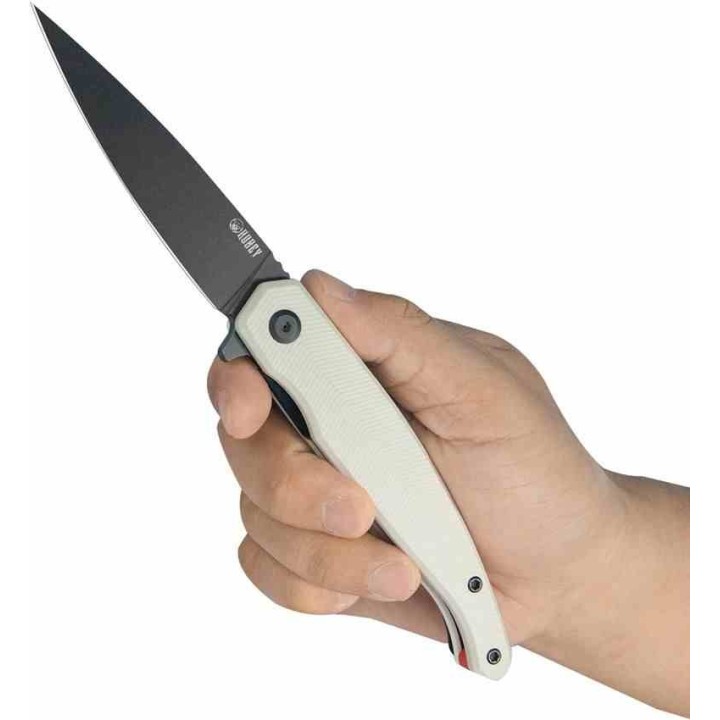 Couteau Kubey MOS Hydra White Manche G-10 Lame Acier 14C28N Blk IKBS Linerlock Clip KUB361B - Livraison Gratuite