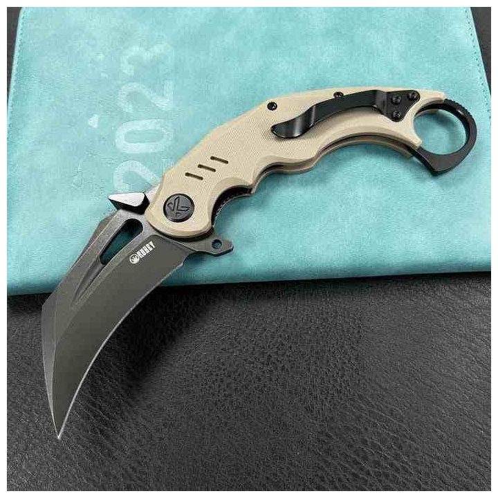 Couteau Kubey Wrath Karambit Tan Manche G-10 Lame Acier 14C28N Blk IKBS KUB261G - Livraison Gratuite