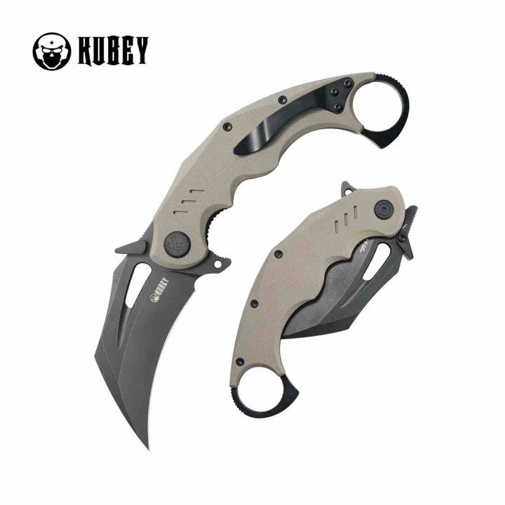 Couteau Kubey Wrath Karambit Tan Manche G-10 Lame Acier 14C28N Blk IKBS KUB261G - Livraison Gratuite