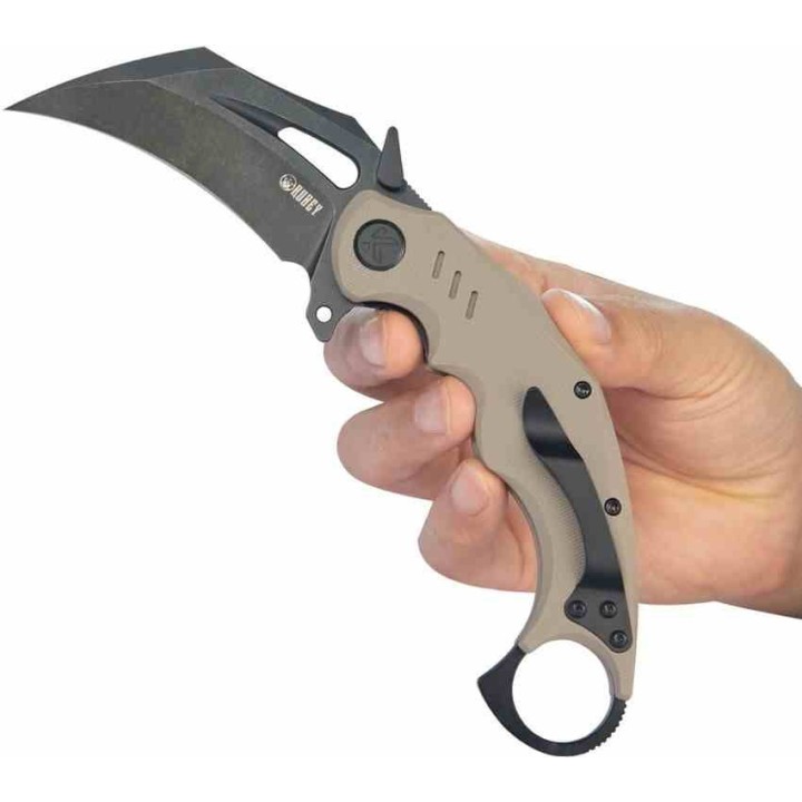 Couteau Kubey Wrath Karambit Tan Manche G-10 Lame Acier 14C28N Blk IKBS KUB261G - Livraison Gratuite