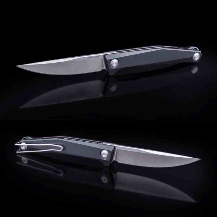Couteau Real Steel Teres Black Manche Aluminum Lame Acier Nitro-V Liner Lock Clip RS7111BS - Livraison Gratuite