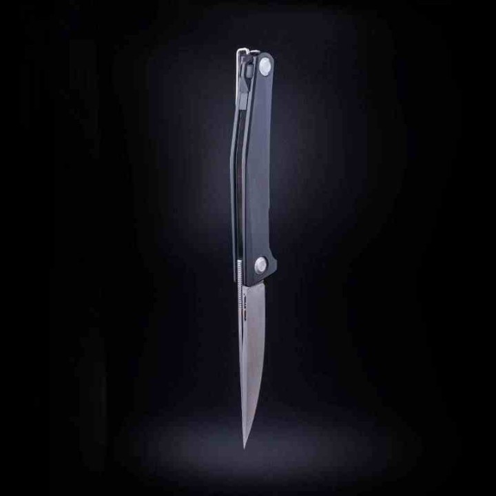 Couteau Real Steel Teres Black Manche Aluminum Lame Acier Nitro-V Liner Lock Clip RS7111BS - Livraison Gratuite