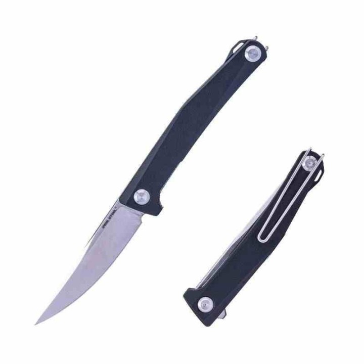 Couteau Real Steel Teres Black Manche Aluminum Lame Acier Nitro-V Liner Lock Clip RS7111BS - Livraison Gratuite