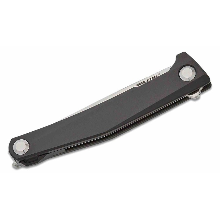 Couteau Real Steel Teres Black Manche Aluminum Lame Acier Nitro-V Liner Lock Clip RS7111BS - Livraison Gratuite