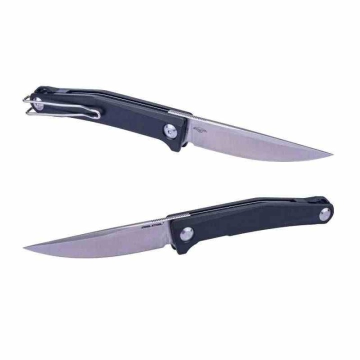 Couteau Real Steel Teres Black Manche Aluminum Lame Acier Nitro-V Liner Lock Clip RS7111BS - Livraison Gratuite