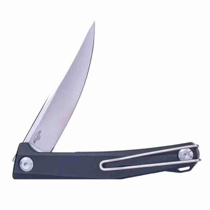 Couteau Real Steel Teres Black Manche Aluminum Lame Acier Nitro-V Liner Lock Clip RS7111BS - Livraison Gratuite