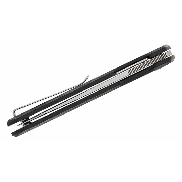 Couteau Bestech Dundee Black Manche G10 Lame Acier D2 Satin Reverse Tanto IKBS Linerlock Clip BTKMK09A - Livraison Gratuite