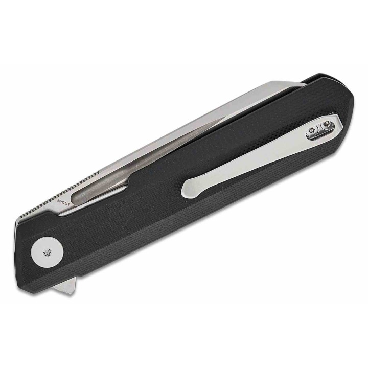 Couteau Bestech Dundee Black Manche G10 Lame Acier D2 Satin Reverse Tanto IKBS Linerlock Clip BTKMK09A - Livraison Gratuite