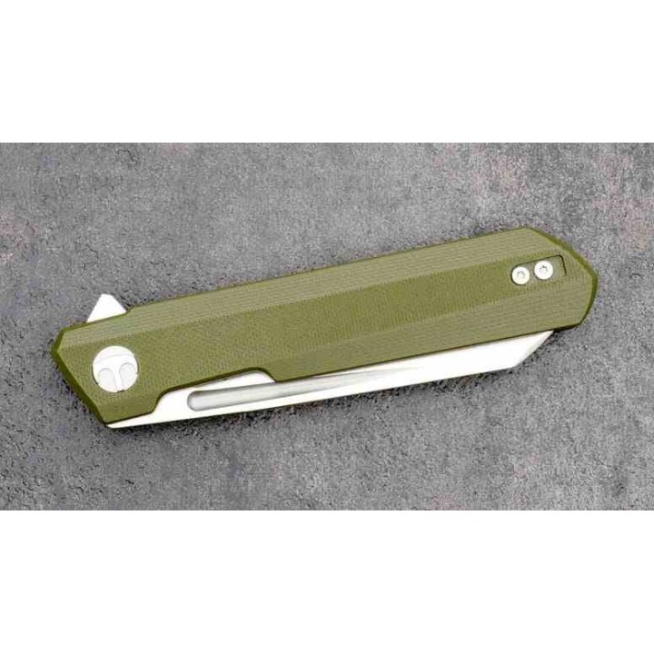 Couteau Bestech Dundee Green Manche G10 Lame Acier CPM-MagnaCut SW Reverse Tanto IKBS Clip BTKMK09I - Livraison Gratuite
