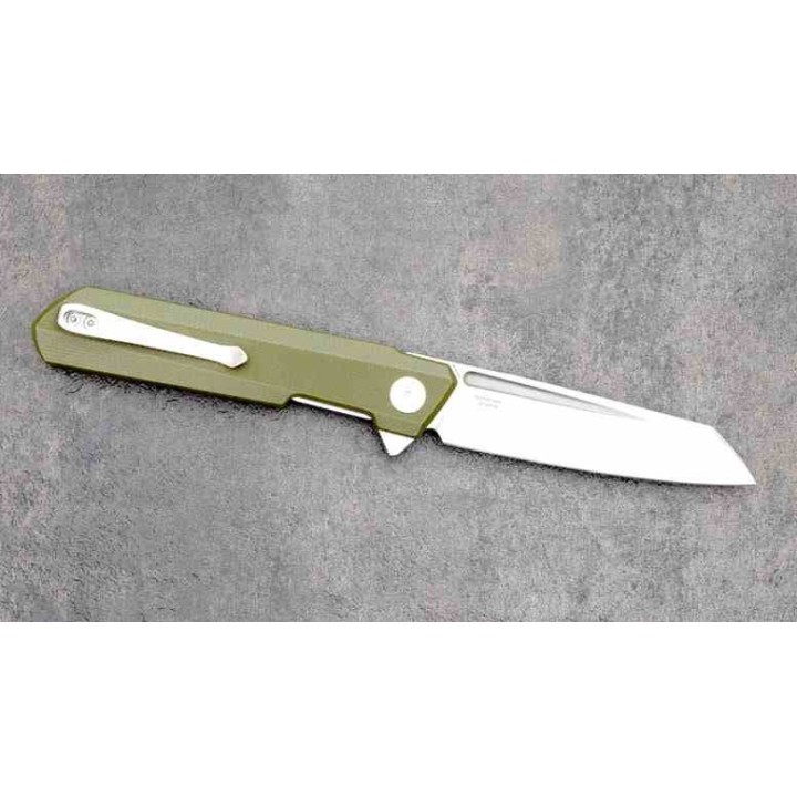 Couteau Bestech Dundee Green Manche G10 Lame Acier CPM-MagnaCut SW Reverse Tanto IKBS Clip BTKMK09I - Livraison Gratuite