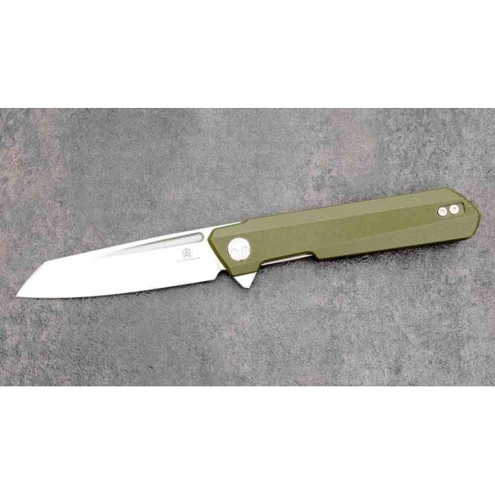 Couteau Bestech Dundee Green Manche G10 Lame Acier CPM-MagnaCut SW Reverse Tanto IKBS Clip BTKMK09I - Livraison Gratuite