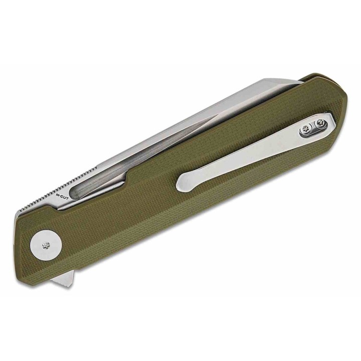 Couteau Bestech Dundee Green Manche G10 Lame Acier CPM-MagnaCut SW Reverse Tanto IKBS Clip BTKMK09I - Livraison Gratuite