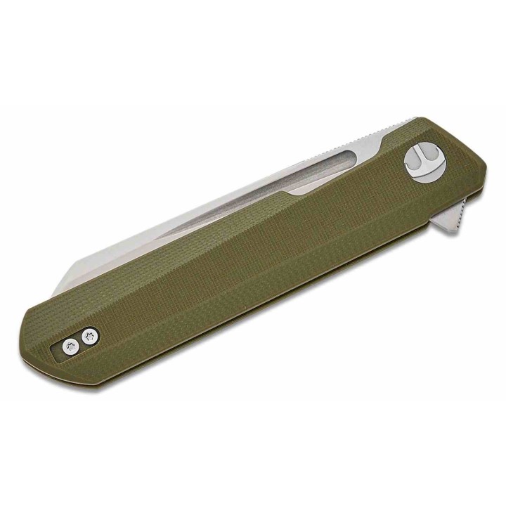Couteau Bestech Dundee Green Manche G10 Lame Acier CPM-MagnaCut SW Reverse Tanto IKBS Clip BTKMK09I - Livraison Gratuite