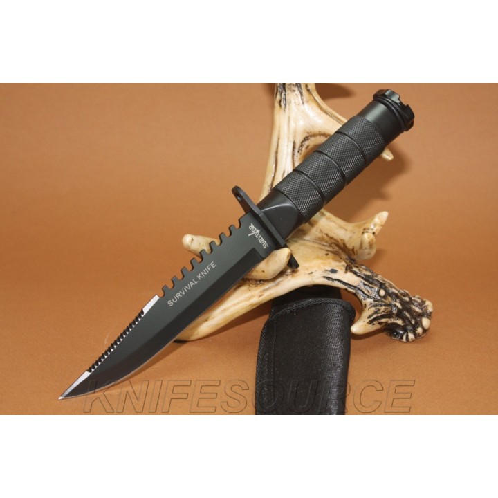 Couteau de Survie Serrated avec boussole Idéal pour Rando - Camping - M3160