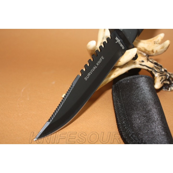 Couteau de Survie Serrated avec boussole Idéal pour Rando - Camping - M3160